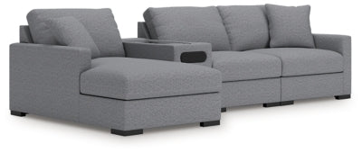 Seccional de 4 piezas Omaha by Ashley con chaise longue y consola de audio