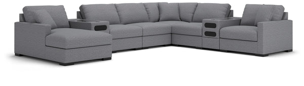 Seccional Omaha by Ashley de 8 piezas con diván con espacio de almacenamiento y consolas de audio