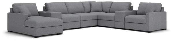 Seccional Omaha by Ashley de 8 piezas con chaise longue y consolas de almacenamiento