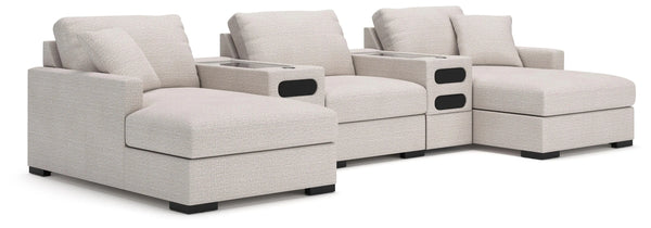 Omaha by Ashley 5-Piece Double Storage Chaise Sectional with Audio Consoles