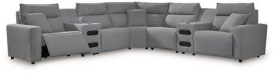Seccional reclinable eléctrico ModMax II de 7 piezas con consolas de audio