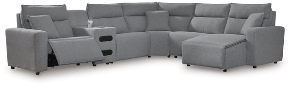 Seccional reclinable Modmax II de 6 piezas con chaise longue y consola de audio