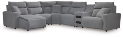 Seccional reclinable ModMax II de 6 piezas con chaise longue y consola de audio