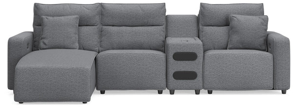 Seccional reclinable Modmax II de 4 piezas con chaise longue y consola de audio