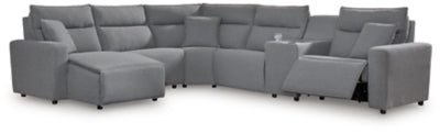 Seccional reclinable eléctrico Modmax II de 6 piezas con chaise longue y consola