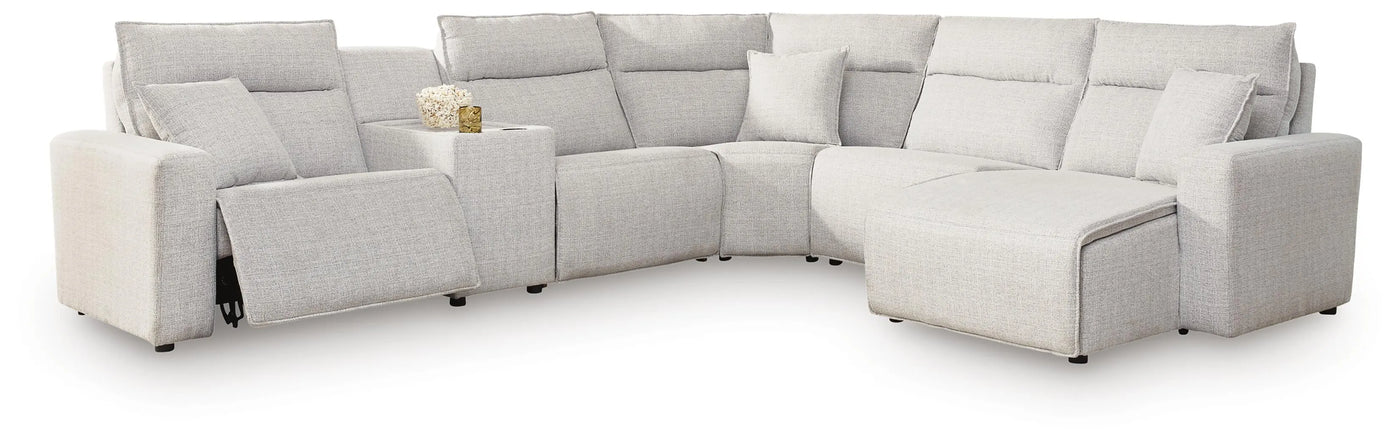 Seccional reclinable eléctrico Modmax II de 6 piezas con chaise longue y consola