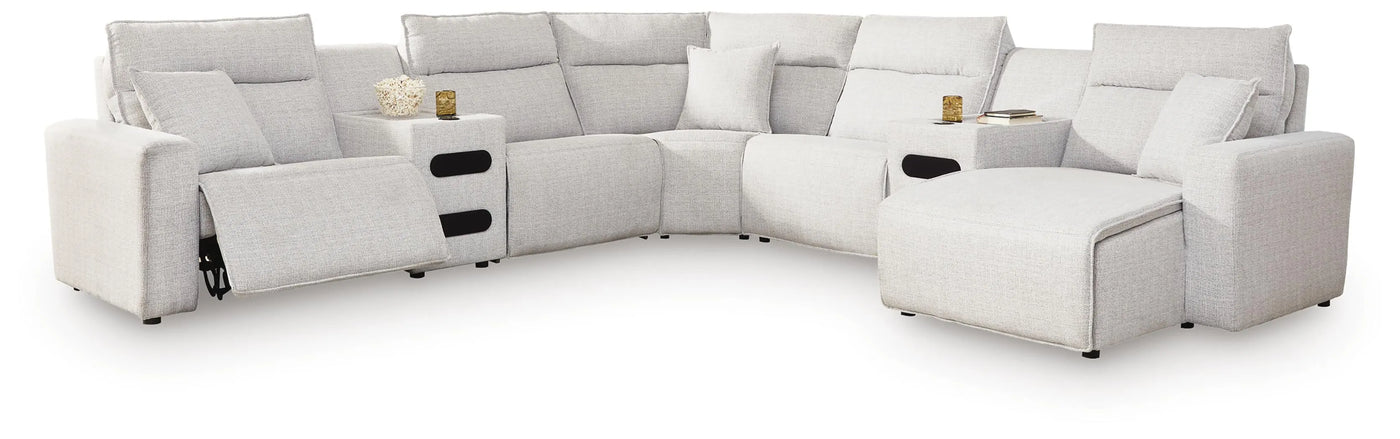 Seccional reclinable eléctrico Modmax II de 7 piezas con chaise longue y consolas de audio