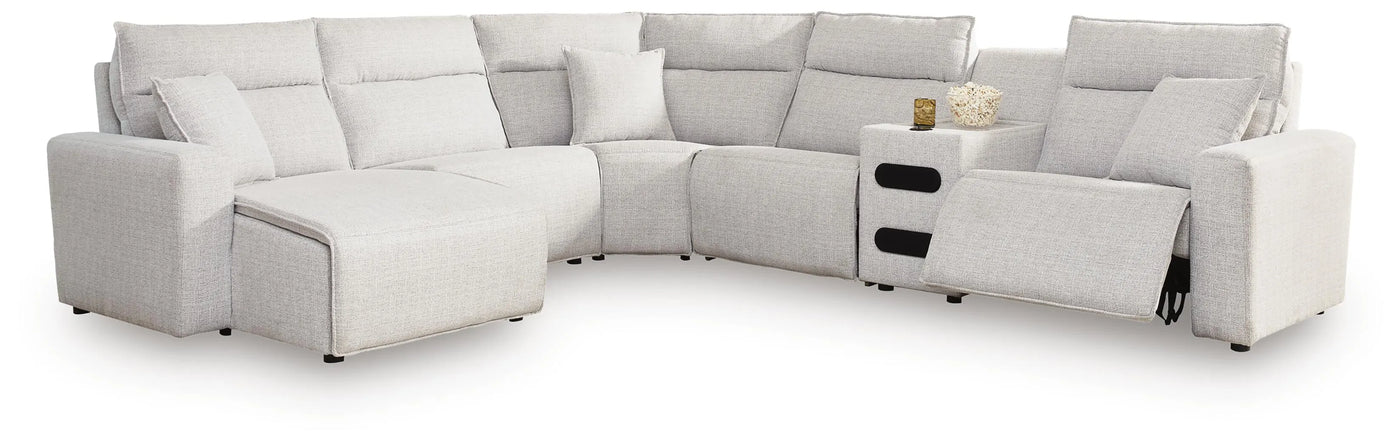 Seccional reclinable Modmax II de 6 piezas con chaise longue y consola de audio