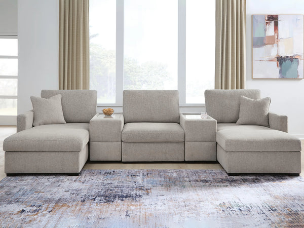 ModMax Luxe 5-Piece Double Chaise Sectional with Storage Consoles