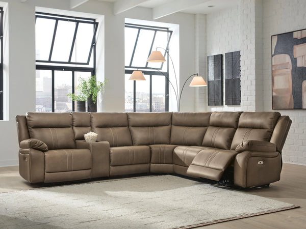 Max-Media 6-Piece Power Reclining Sectional with Audio Console