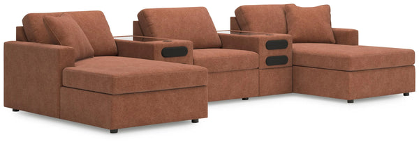 Chaise seccional doble de 5 piezas con almacenamiento y consolas de audio Modmax