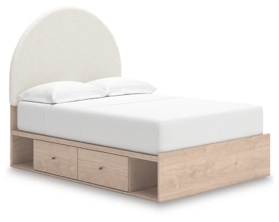 Cama tapizada Shapella con paneles y almacenamiento