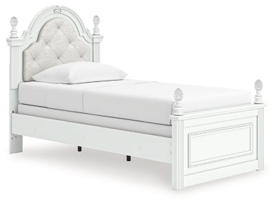 Cama individual con paneles tapizados Maylilly