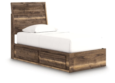 Cama doble con paneles y espacio de almacenamiento Zadilyn