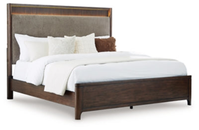 Cama Queen con paneles tapizados Korestone