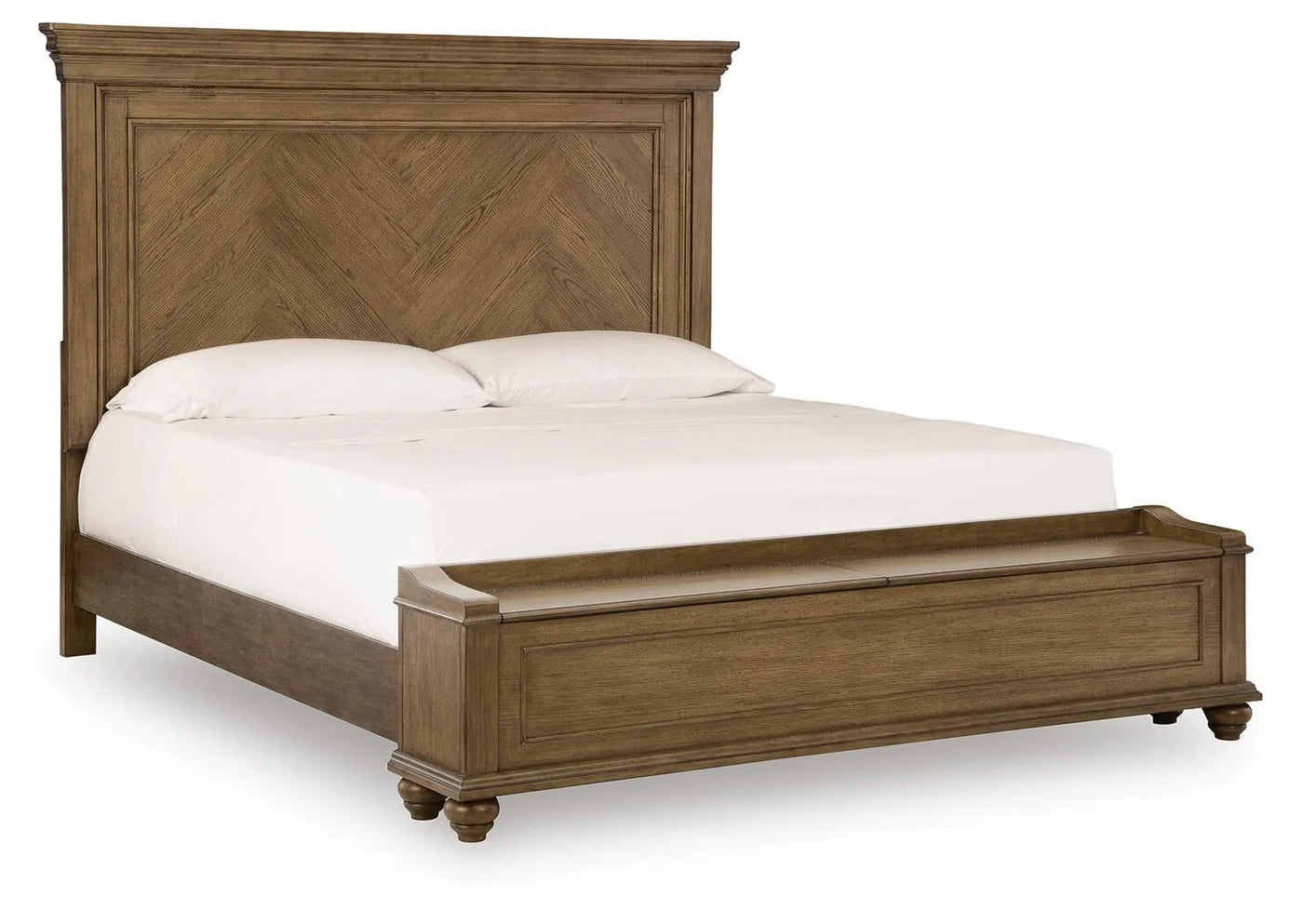 Cama King con almacenamiento y paneles Waynely