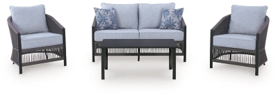 Bodega Island Outdoor Love/Chairs/Table Set (Set of 4)