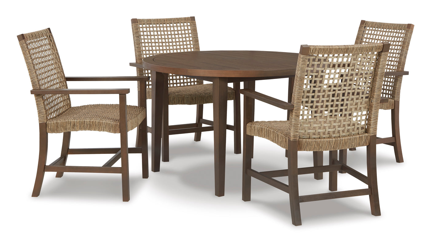 Mesa de comedor exterior y 4 sillas