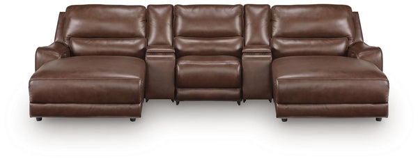 Silverbrooke 5-Piece Reclining Sectional with Double Chaise and Storage Consoles