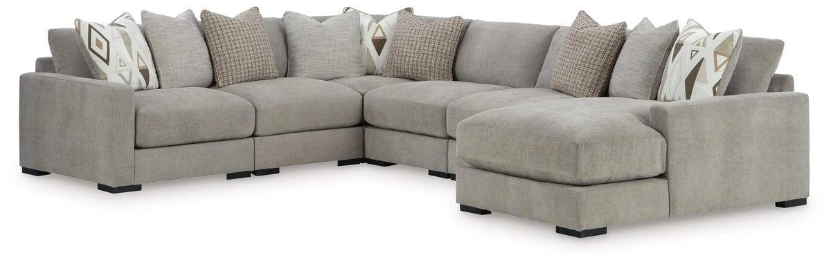 Seccional Aslan Court de 6 piezas con chaise longue - Pebble