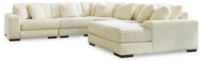 Seccional Lindyn de 5 piezas con chaise longue - Marfil