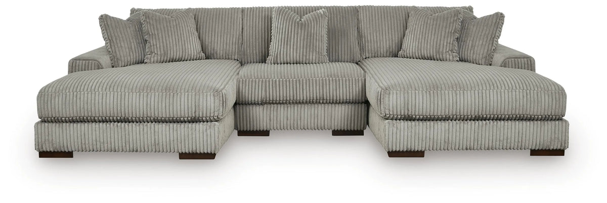 Lindyn 3-Piece Sectional with Double Chaise - Fog