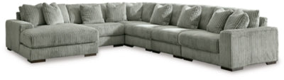 Seccional Lindyn de 6 piezas con chaise longue - Niebla