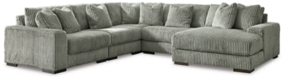 Seccional Lindyn de 5 piezas con chaise longue - Niebla