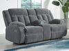 Loveseat reclinable eléctrico Greely Bend con consola