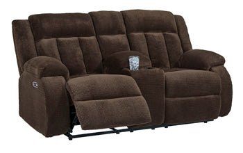 Loveseat reclinable eléctrico Greely Bend con consola