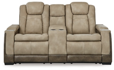 Next-Gen DuraPella Power Reclining Loveseat with Console - Sand