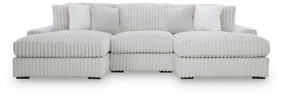 Stupendous 3-Piece Sectional with Double Chaise - Alloy