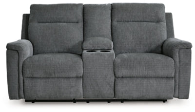 Barnsana Power Reclining Loveseat with Console - Gravel