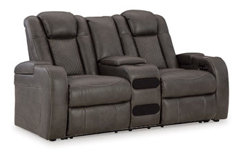 Loveseat eléctrico reclinable Fyne-Dyme con consola
