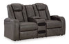 Loveseat eléctrico reclinable Fyne-Dyme con consola