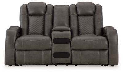 Loveseat eléctrico reclinable Fyne-Dyme con consola