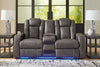 Loveseat eléctrico reclinable Fyne-Dyme con consola