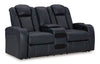 Loveseat eléctrico reclinable Fyne-Dyme con consola
