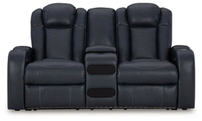 Loveseat eléctrico reclinable Fyne-Dyme con consola