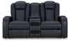 Loveseat eléctrico reclinable Fyne-Dyme con consola