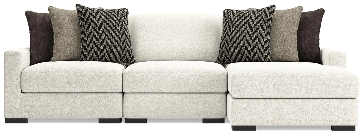 Sofá seccional de 3 piezas con chaise longue Elissa Court - Vainilla
