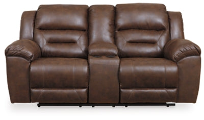 Stoneland Reclining Loveseat with Console - Chocolate