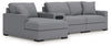 Seccional de 4 piezas Omaha by Ashley con chaise longue y consola de audio