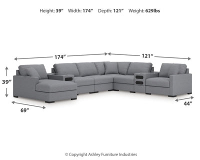 Seccional Omaha by Ashley de 8 piezas con sistema de audio y chaise longue