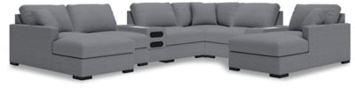 Seccional doble Omaha by Ashley de 8 piezas con consolas de audio y almacenamiento