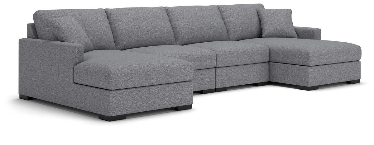 Omaha by Ashley 4-Piece Double Storage Chaise Sectional - Salt and Pepper