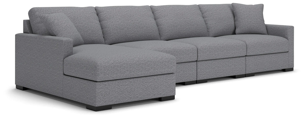 Omaha by Ashley 4-Piece Sectional with Storage Chaise - Salt and Pepper