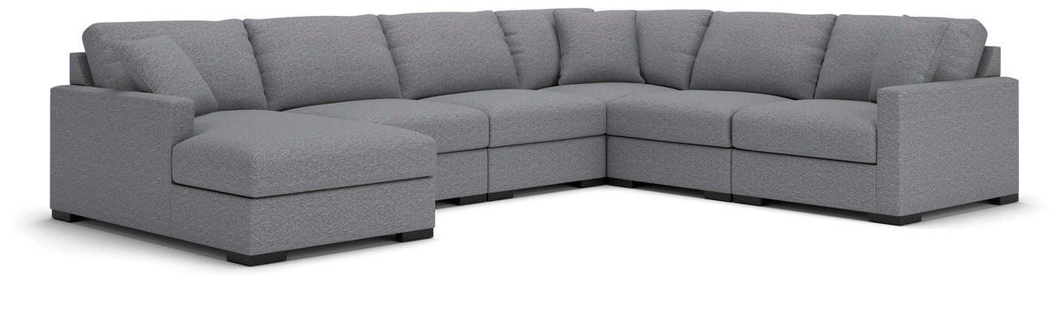 Seccional de 6 piezas Omaha by Ashley con chaise longue con espacio de almacenamiento - Sal y pimienta
