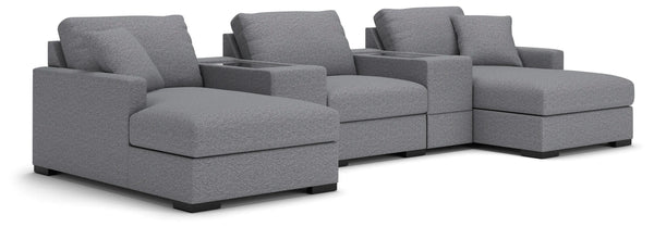 Omaha by Ashley 5-Piece Double Storage Chaise Sectional with Storage Consoles