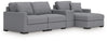 Seccional de 4 piezas Omaha by Ashley con chaise longue y consola de almacenamiento